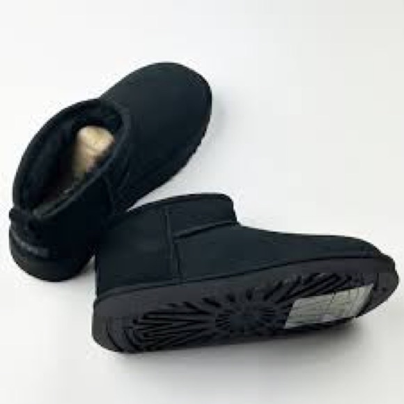 UGG Black Ultra Mini Fluffy Winter Boots - Picture 1 of 9